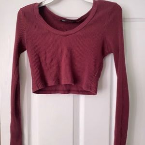 red long sleeve crop top
